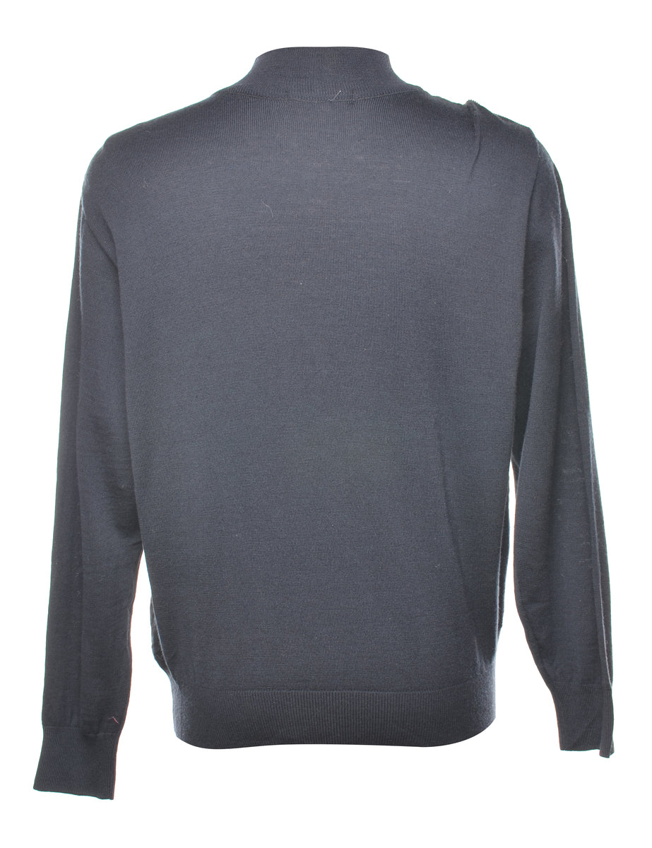 Quarter Zip High Neck Jumper - L