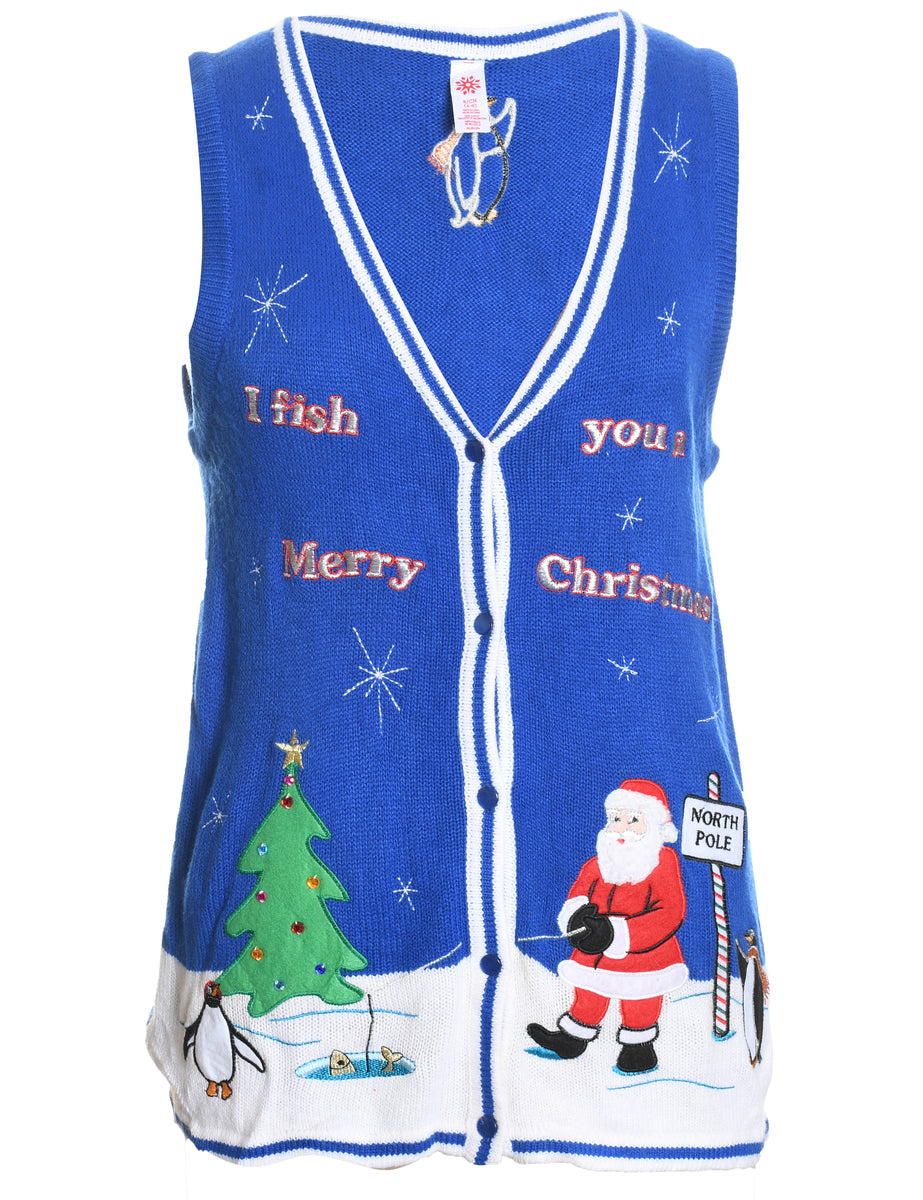 Santa Claus Christmas Sweater Vest - S