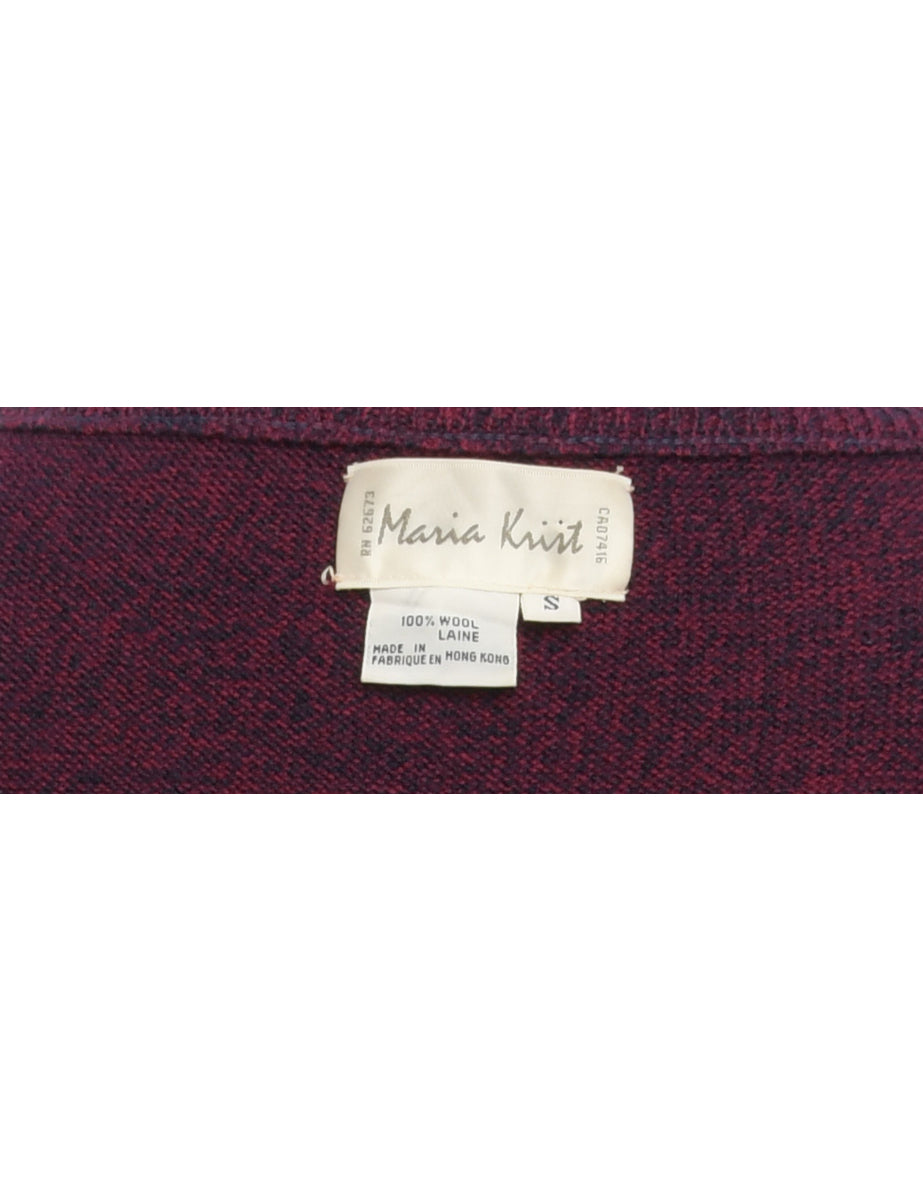Patterned Maroon & Purple Diamond Design Jumper - S