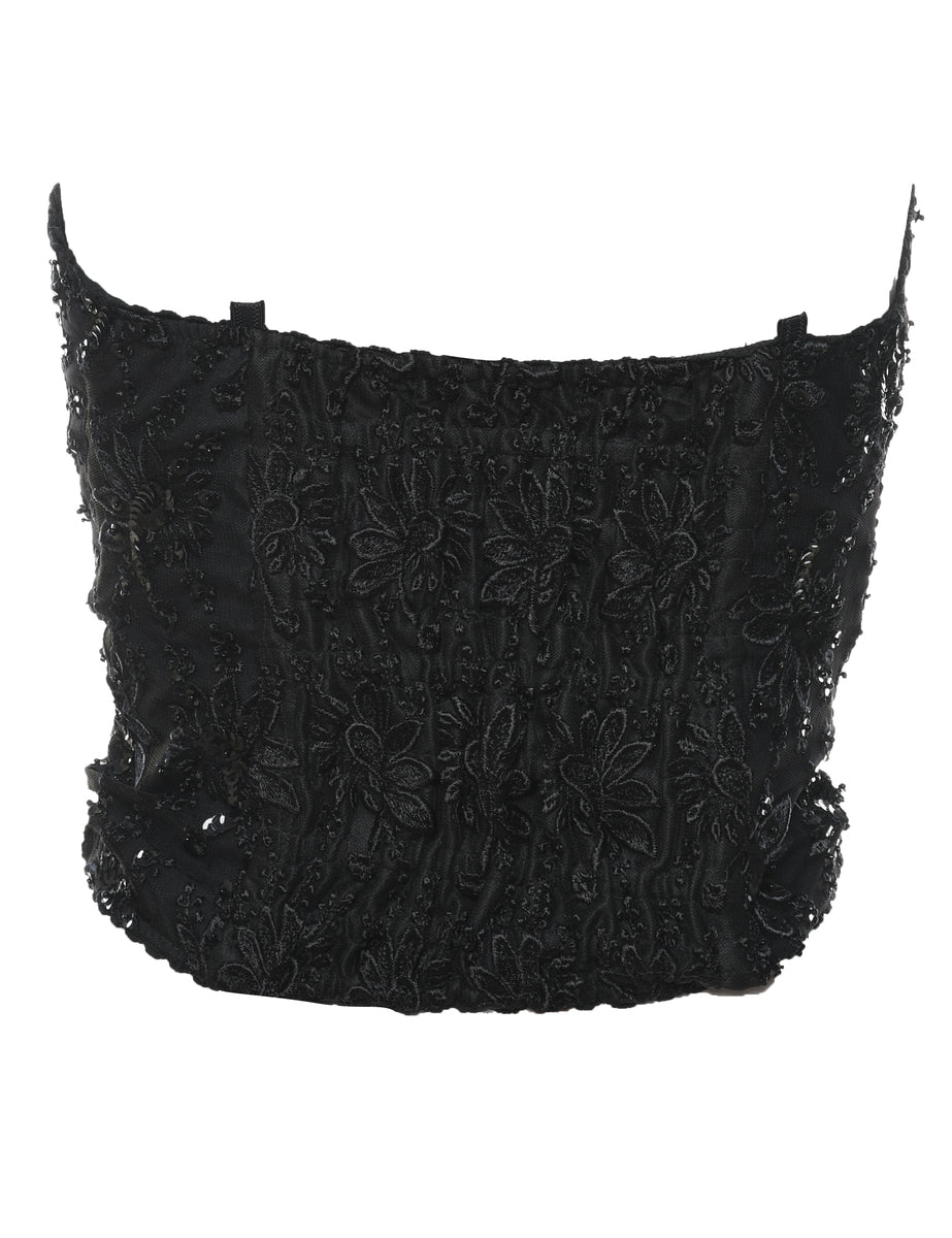Sequined Black Bustier - M