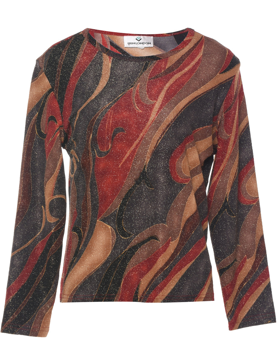 Abstract Print Evening Top - M
