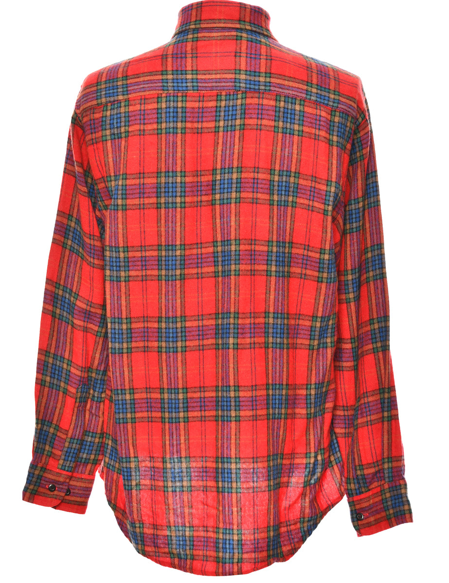 Long Sleeved Red Checked Shirt - L