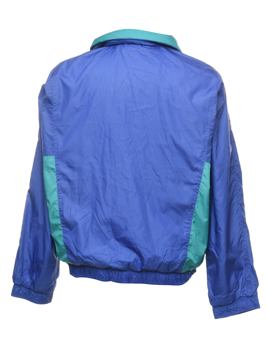 Blue & Turquoise Zip-Front Nylon Jacket - L