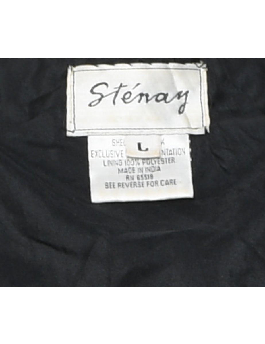 Beaded 100% Silk Black Evening Jacket - L