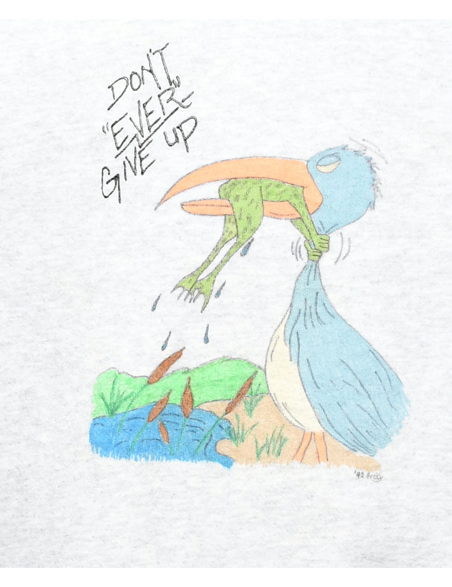 Don't Ever Give Up Cartoon Sweatshirt - L