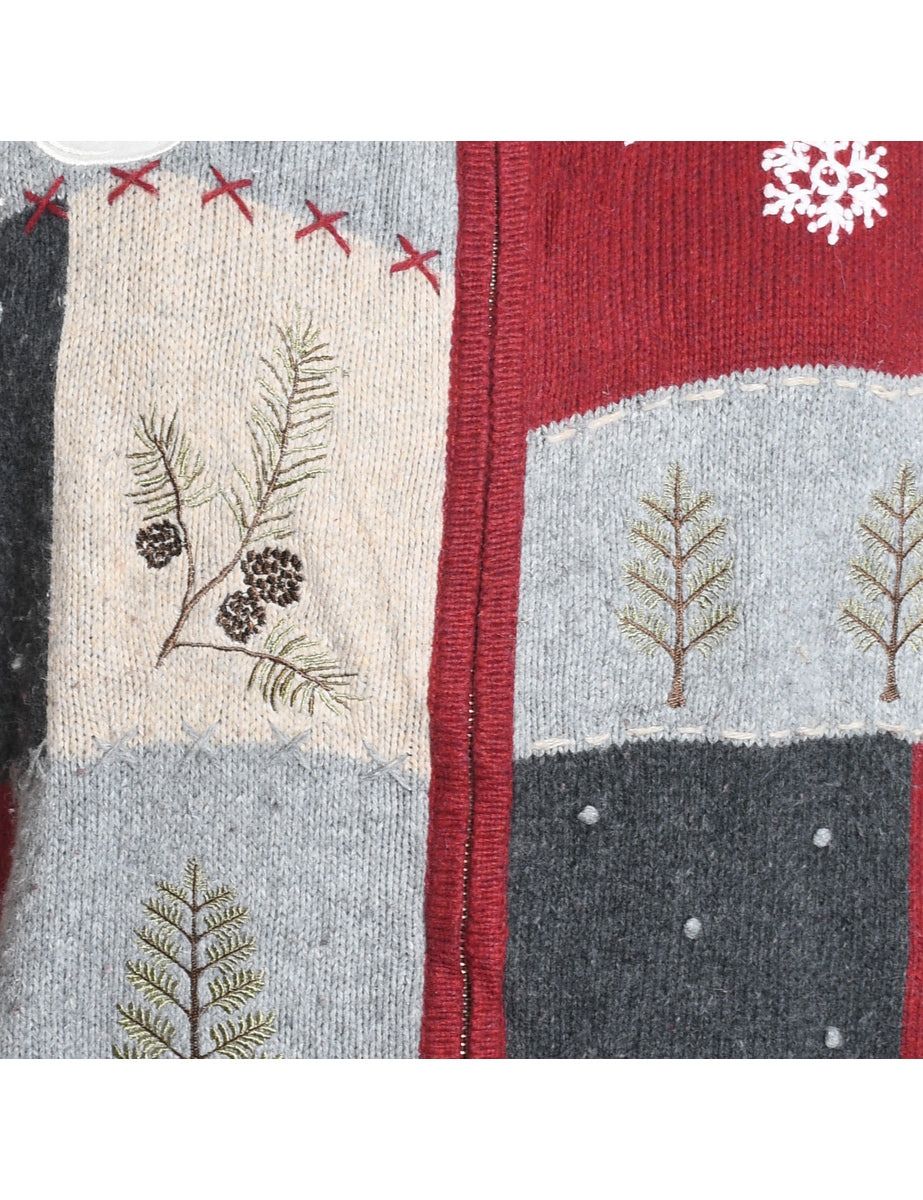Snowman Christmas Cardigan - L