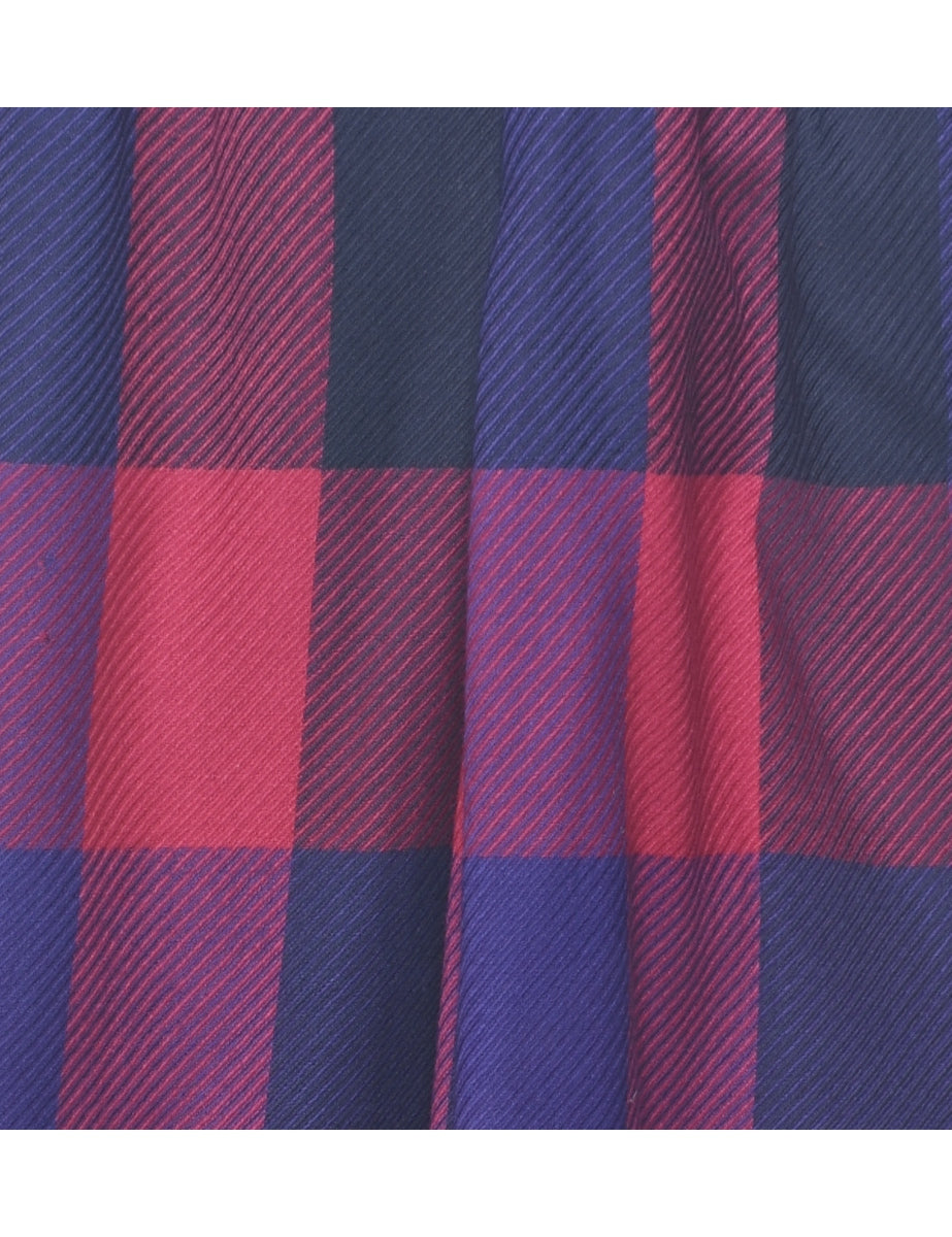 Wool Checked Pencil Skirt - M