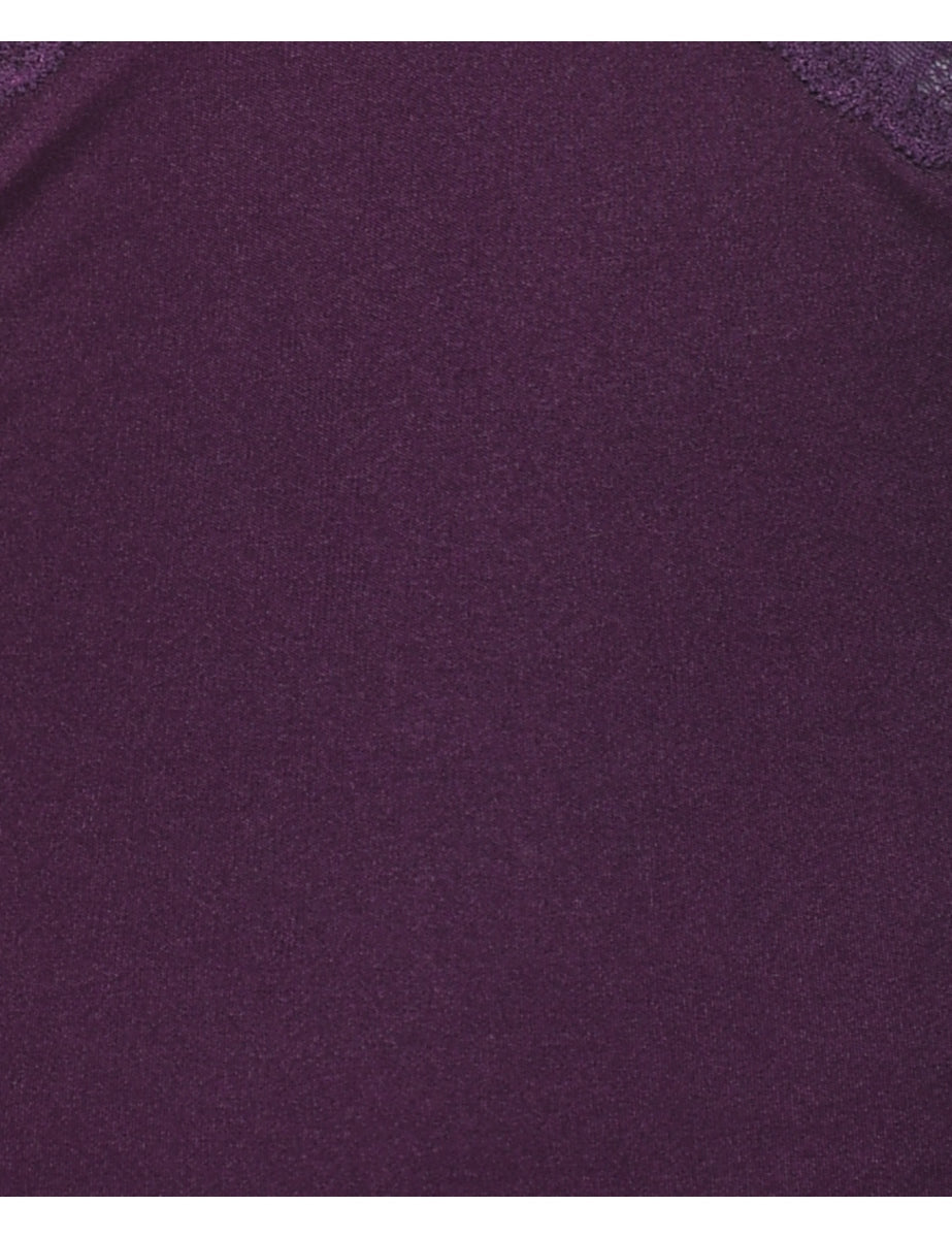 Plum Lace Trim Strappy Camisole - M