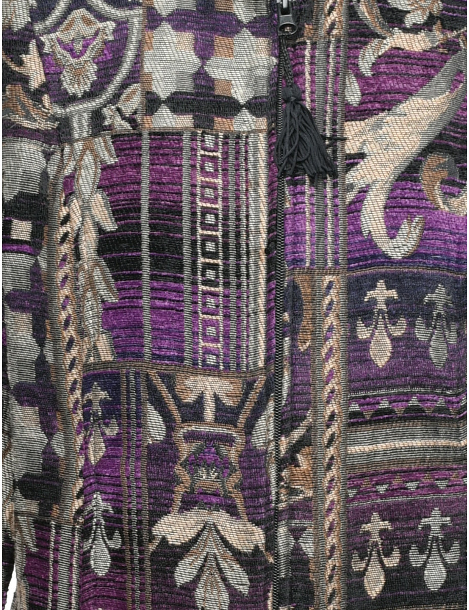 Leafy Print Tapestry Jacket - M
