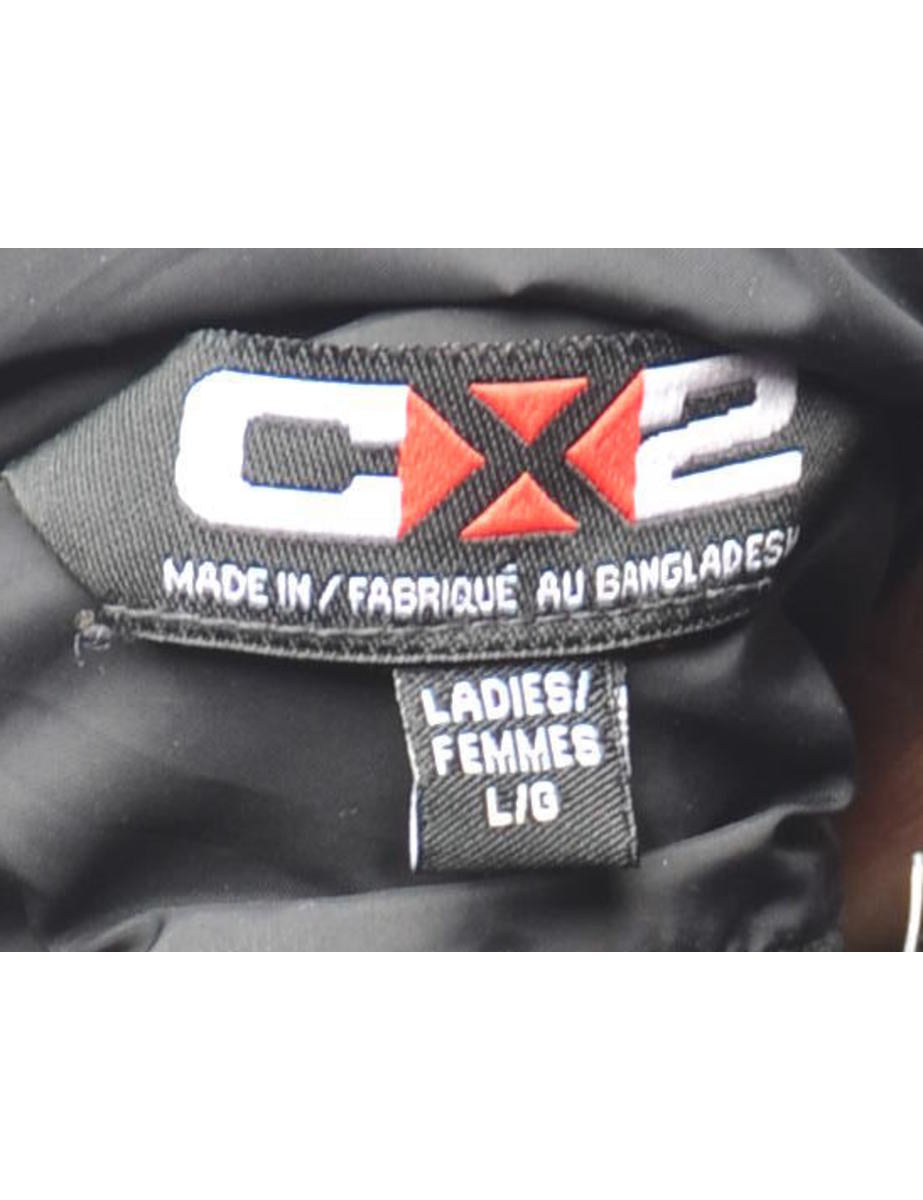Hooded Black Classic Puffer Jacket - L