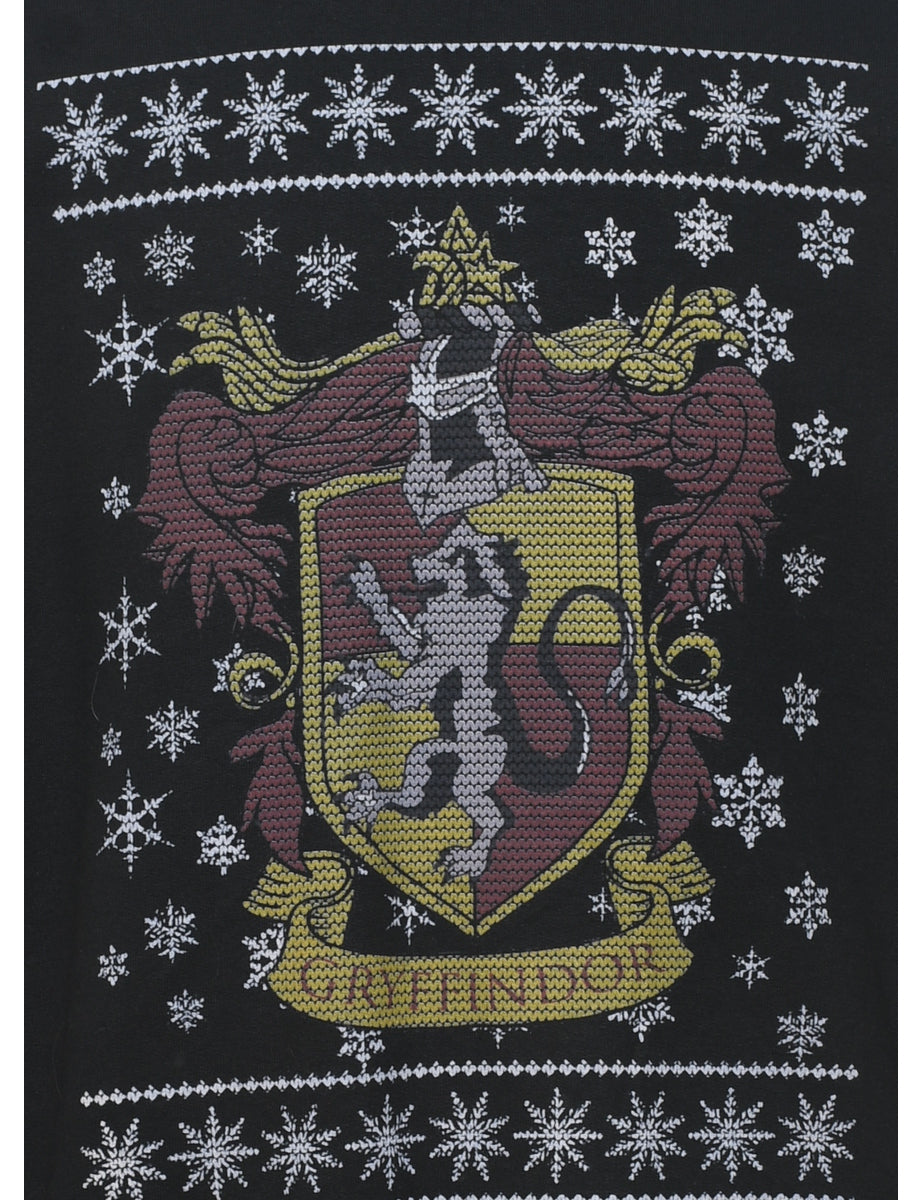 Nordic Gryffindor Black Printed Christmas Sweatshirt - S