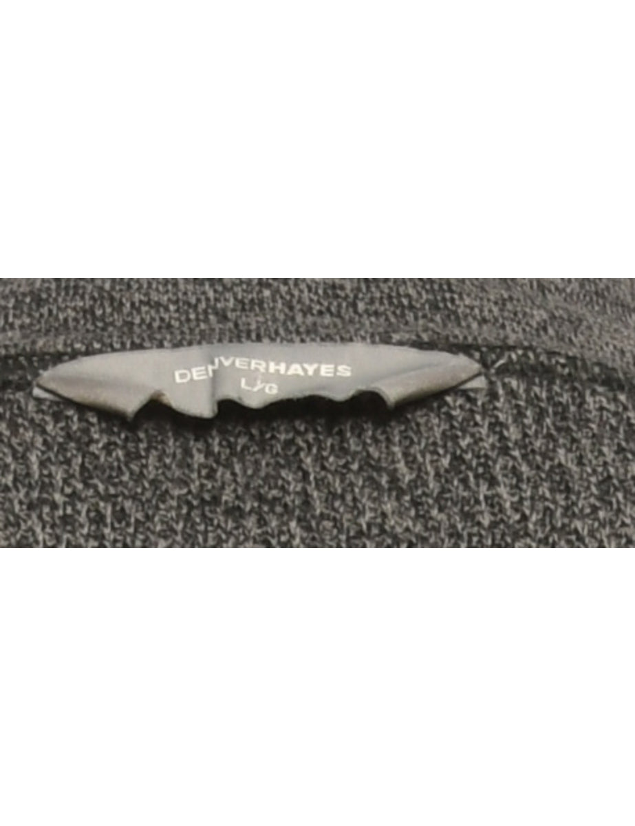Button Through Dark Grey Jumper - L