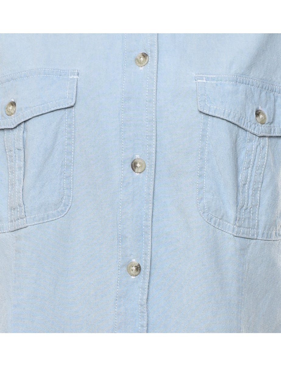 Columbia Light Wash Sleeveless Denim Shirt - L