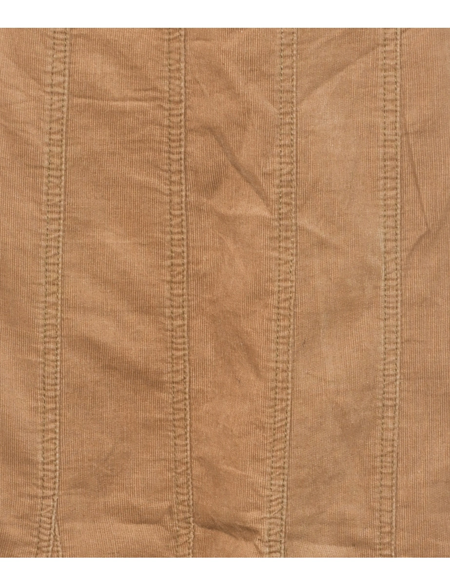 Y2K Corduroy Brown Midi Skirt - L
