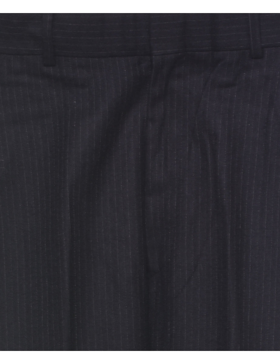 Pinstriped Navy Trousers - W32 L31