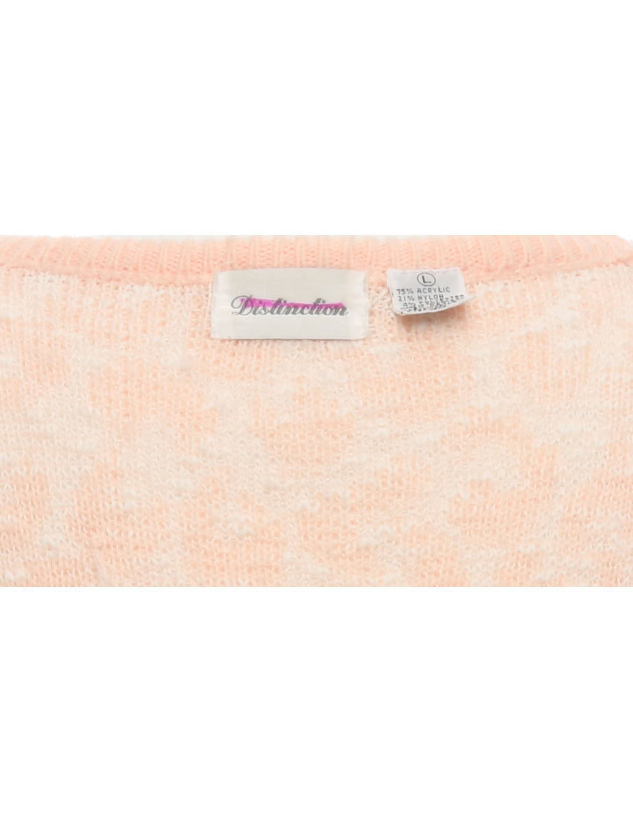 Patterned Pastel Peach Jumper - L