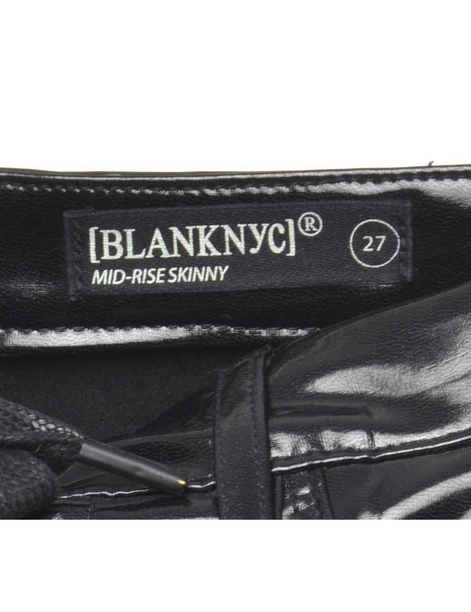 Fitted Black PVC Trousers - W28 L29