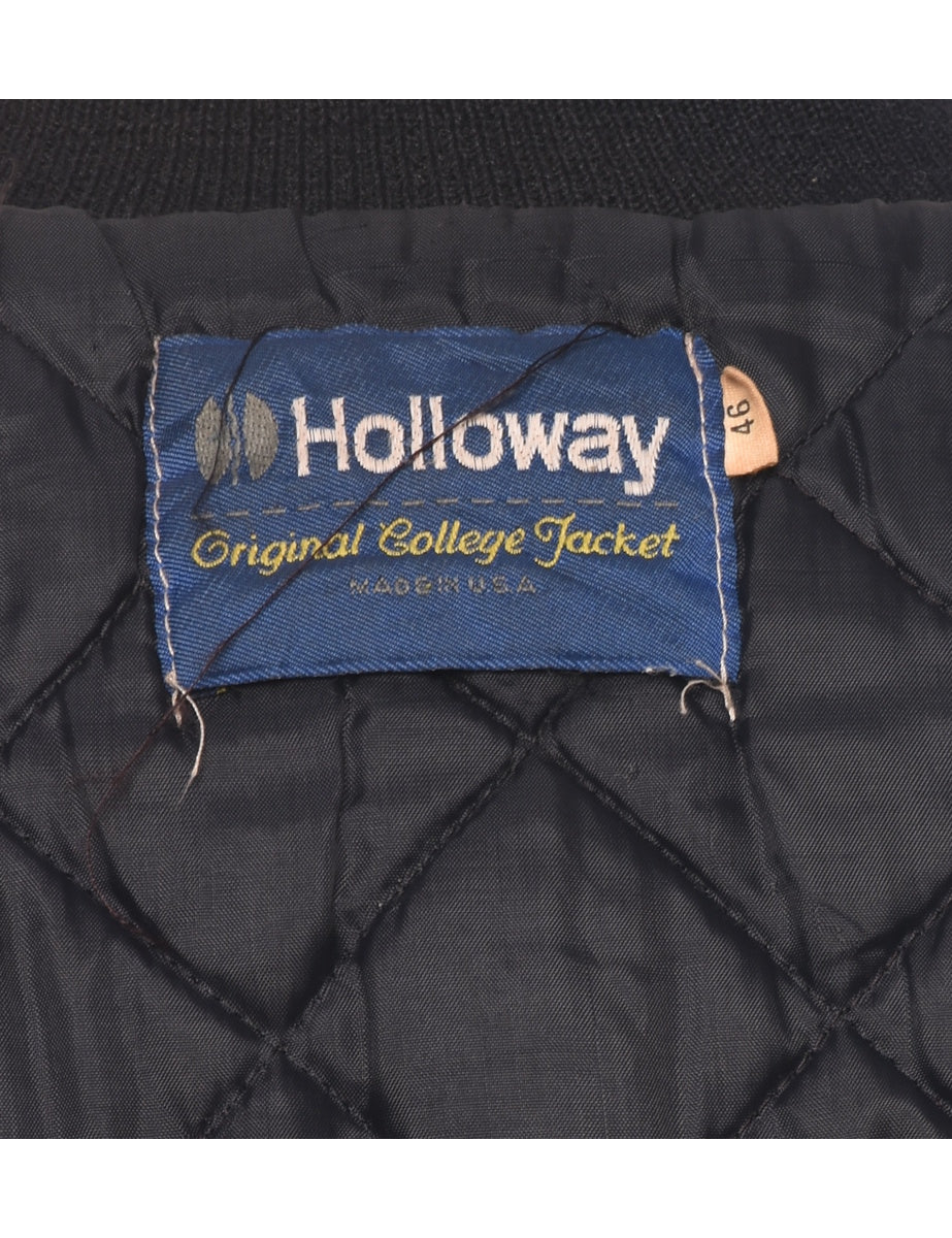 Black Letterman Bomber Jacket - XL