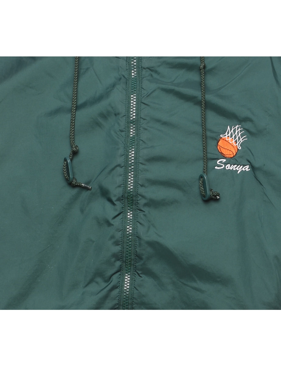 Oakvale Owls Embroidered Dark Green Nylon Jacket - L