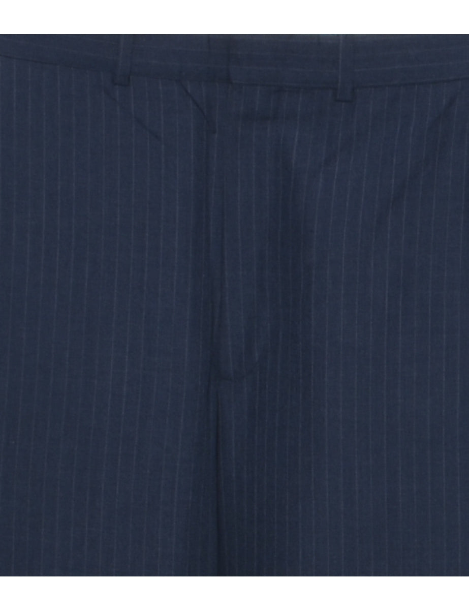 Pinstriped Navy Trousers - W31 L31