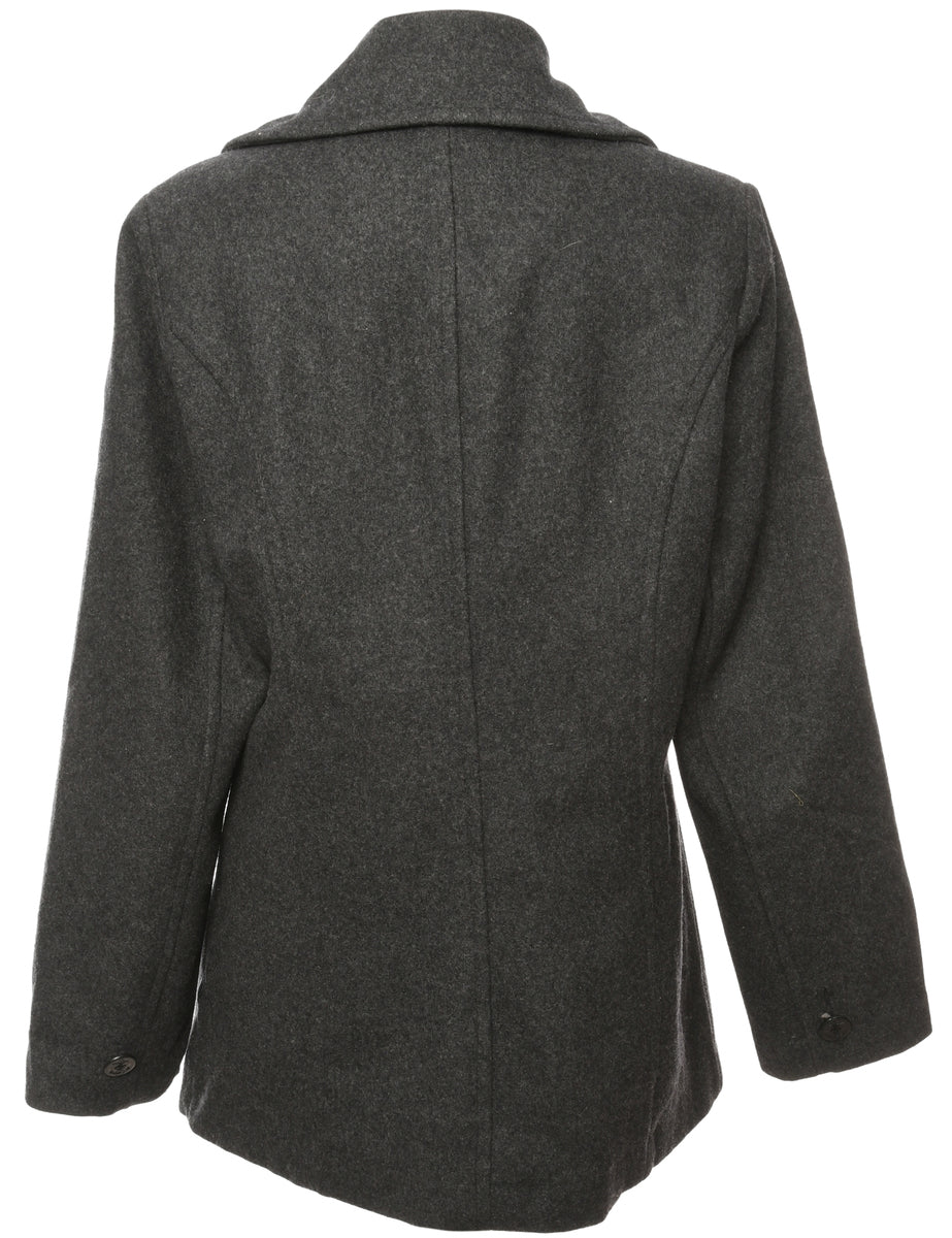 Double Breasted Grey Peacoat - L