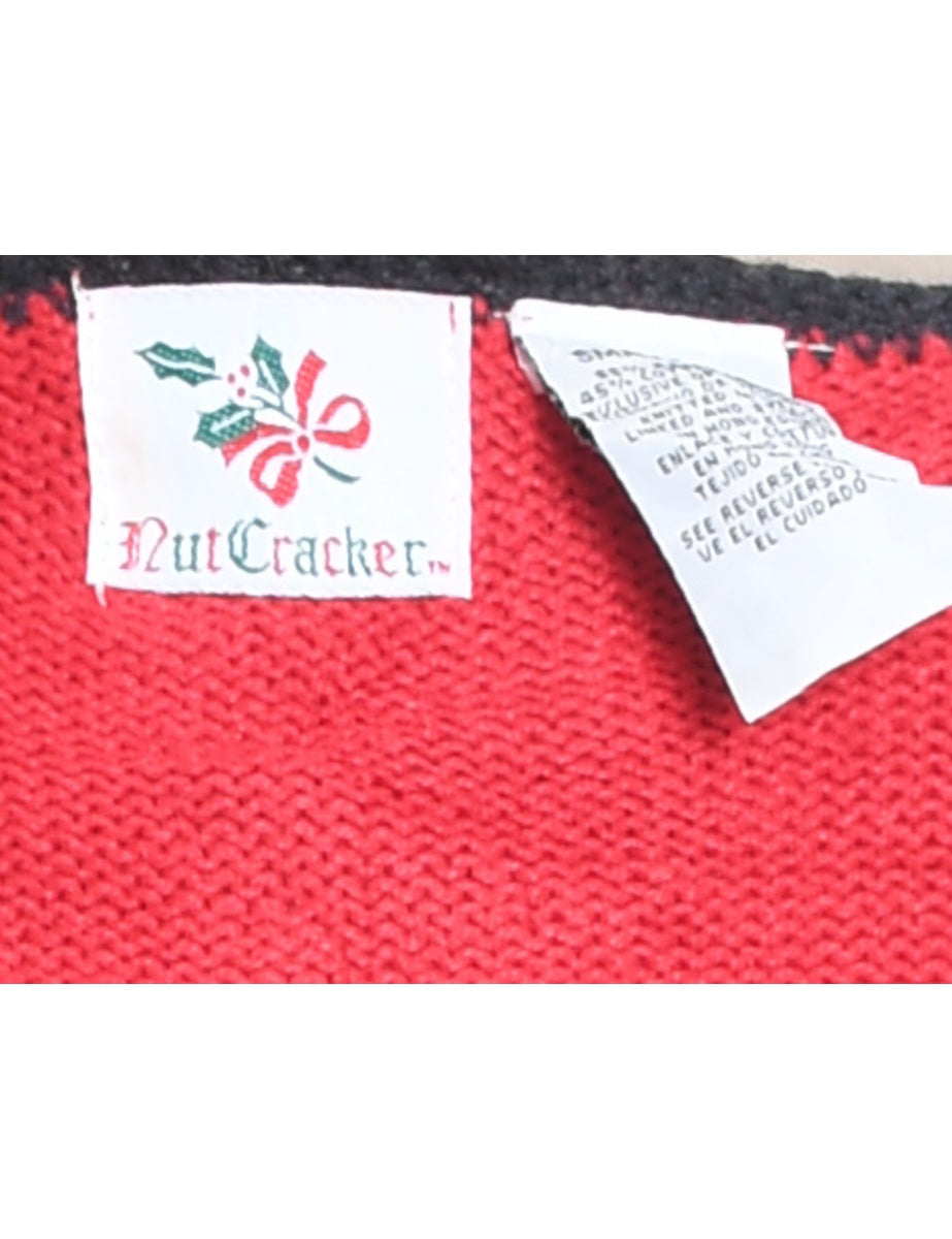 Teddy Bear Print Christmas Cardigan - S