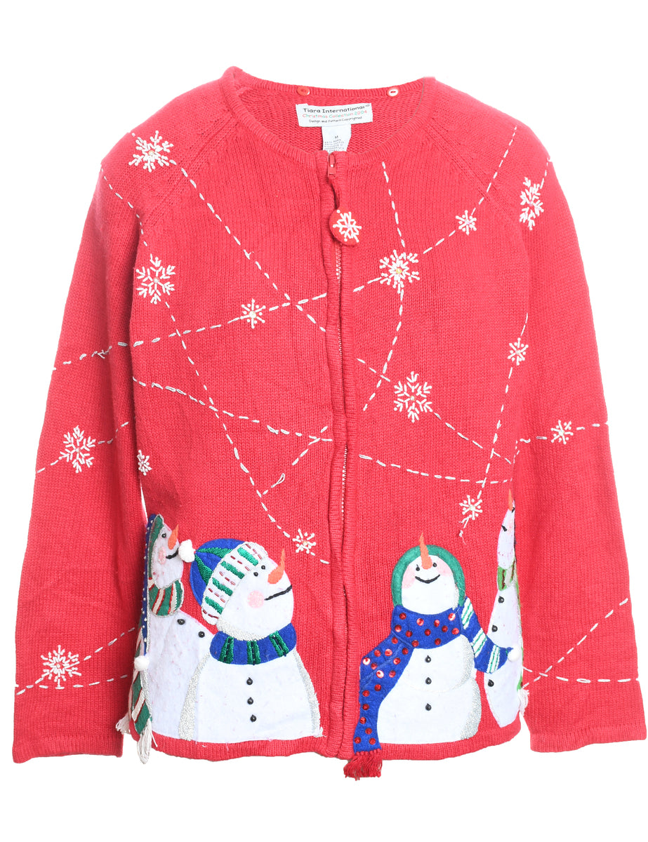 Snowman Christmas Cardigan - M