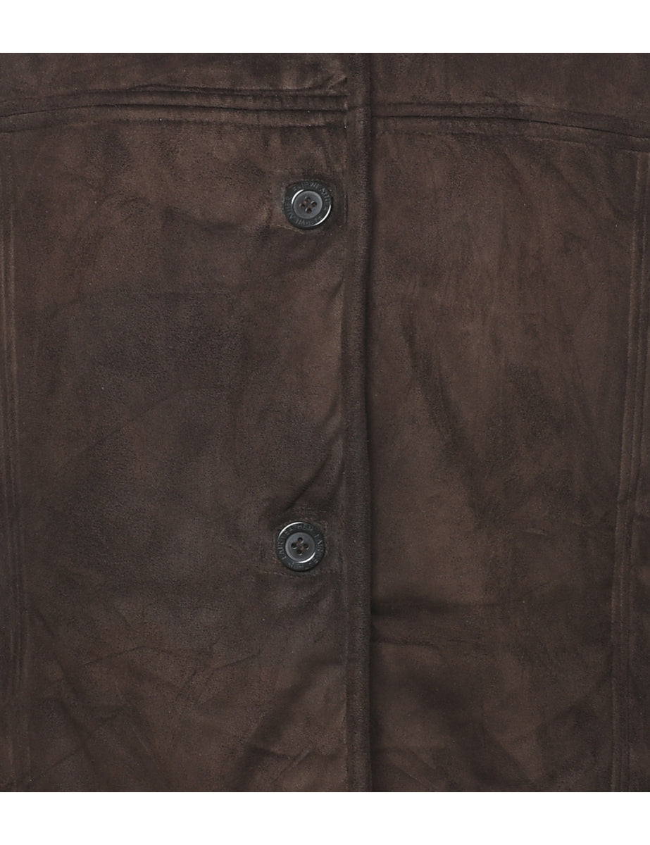 Hooded Dark Brown Coat - M