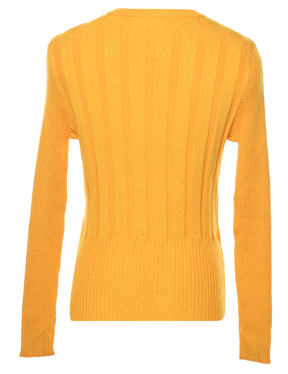 Yellow Fine Knit Jumper - M