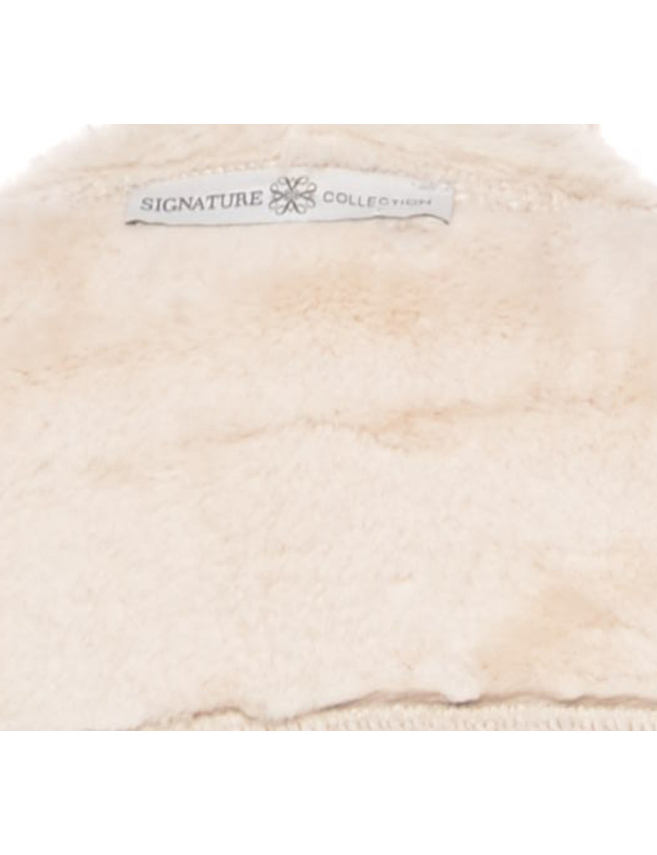 Faux Fur Lining Midi Length Coat - L