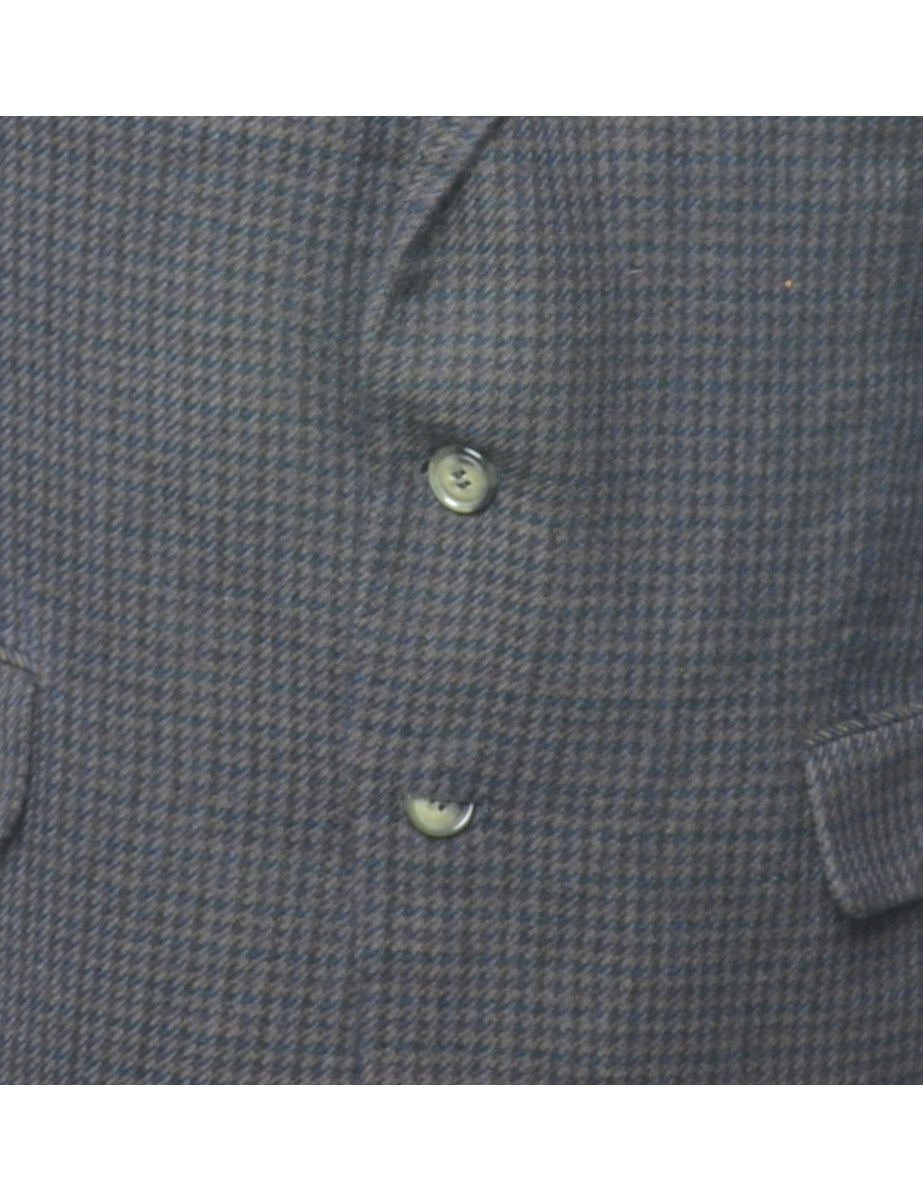 Dogtooth Wool Grey & Blue Blazer - L