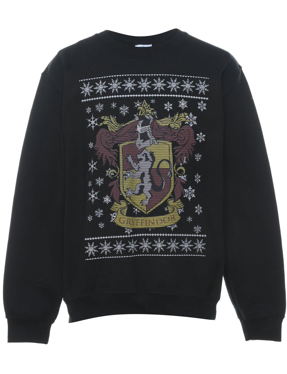 Nordic Gryffindor Black Printed Christmas Sweatshirt - S