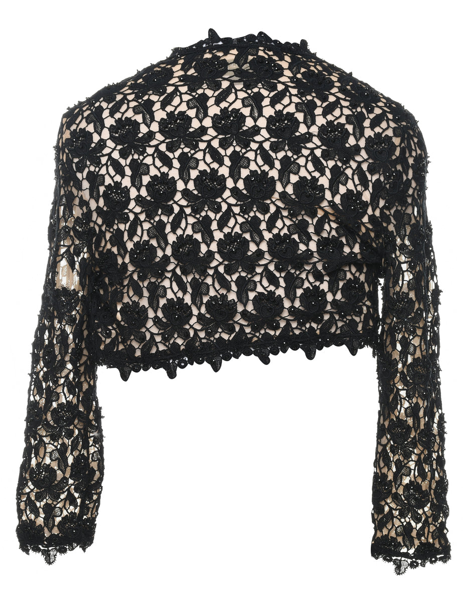 Lace Beaded Sequined Evening Jacket - S