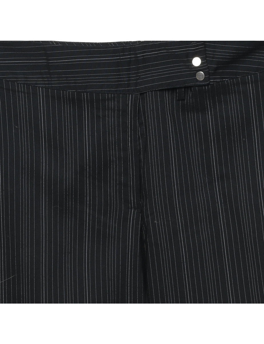 Black Casual Pinstriped Trousers - W36 L29