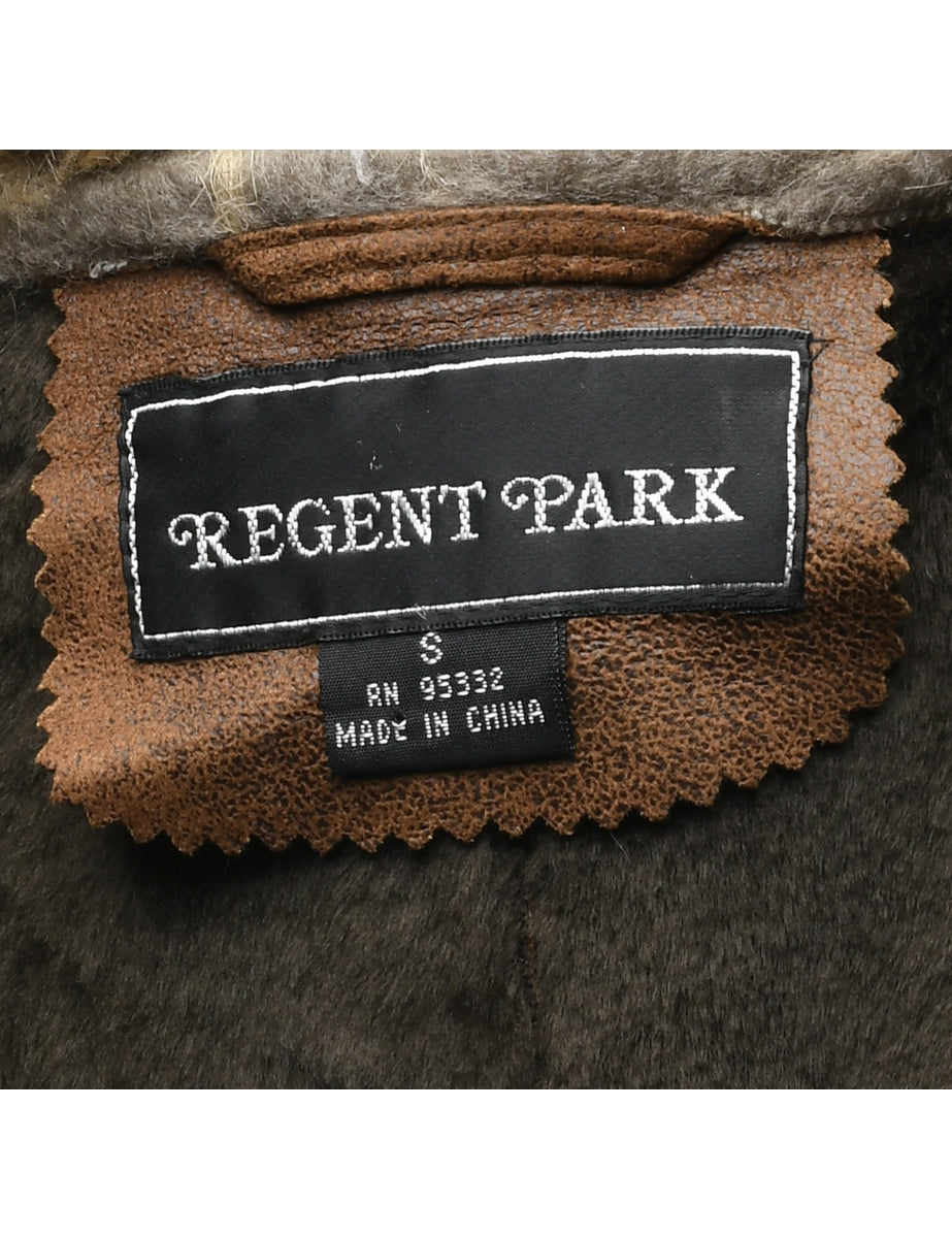 Brown Faux Shearling Y2K Jacket - S