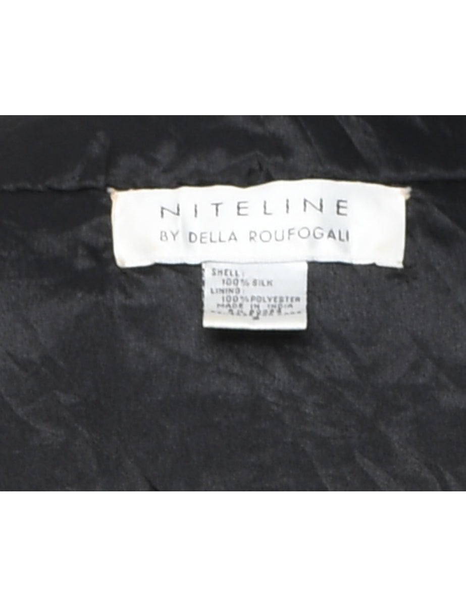 Black Embroidered Silk Evening Jacket - S