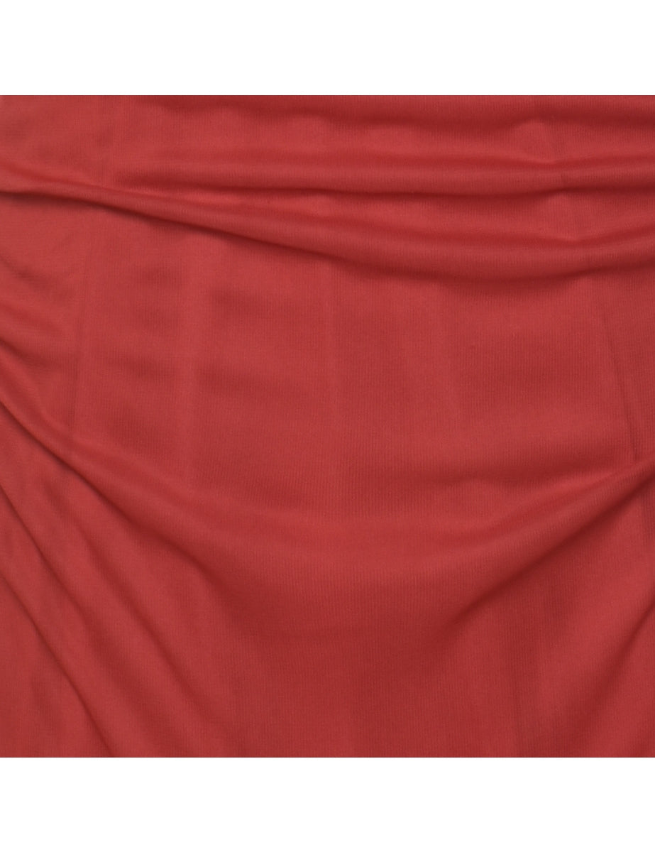 Red & Silver Diamanté Detail Y2K Evening Dress - M