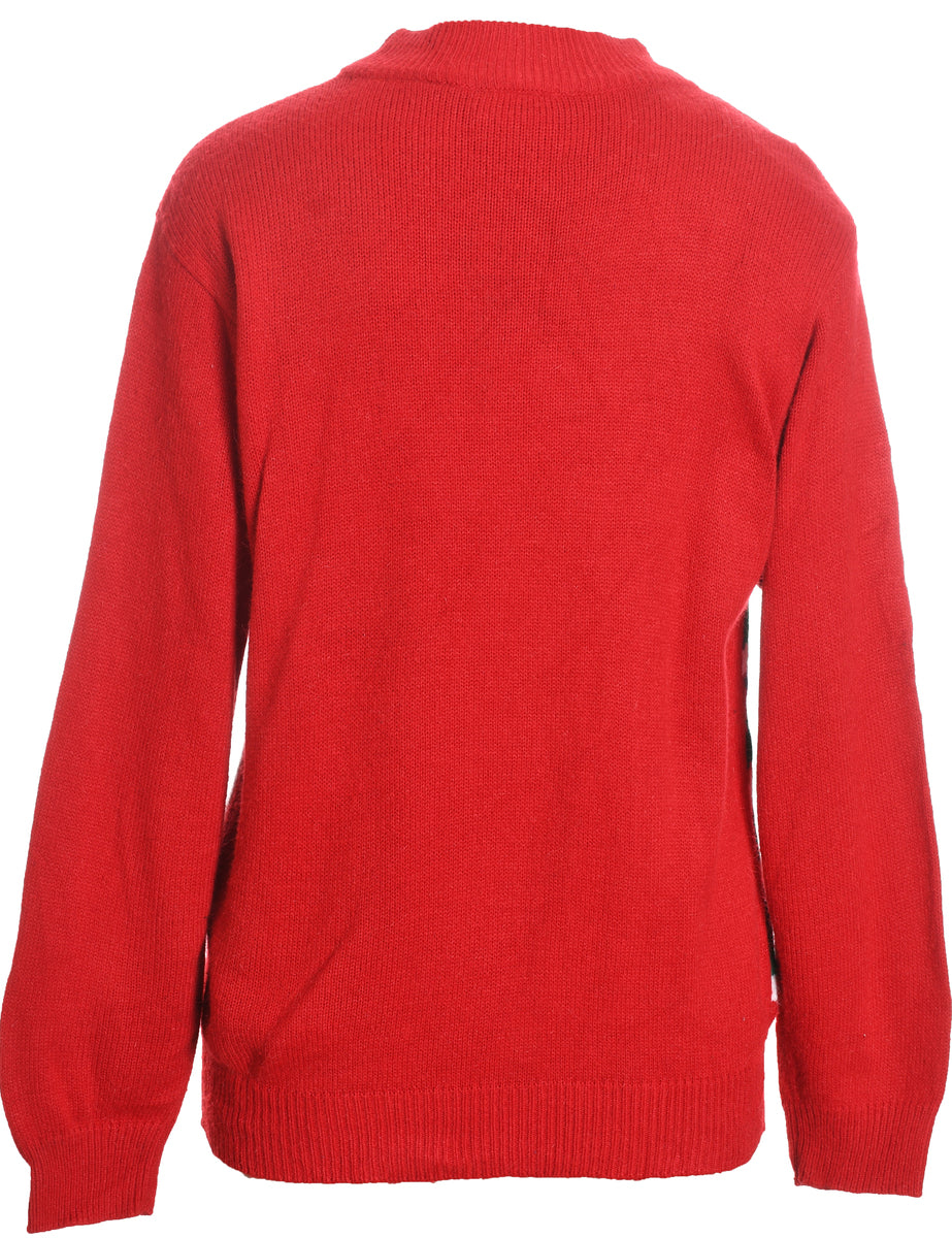 Teddy Bear Print Christmas Jumper - M