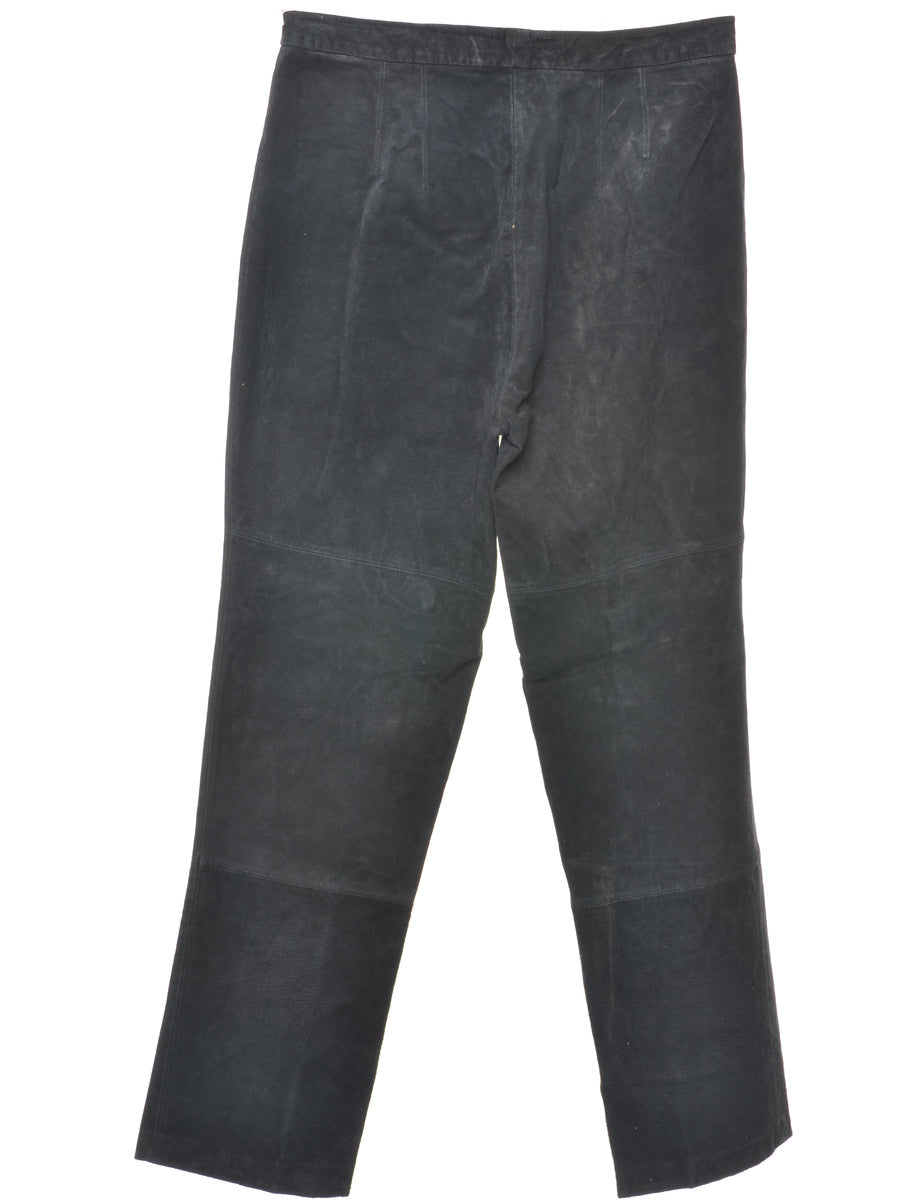 Black Suede Tapered Trousers - W29 L29