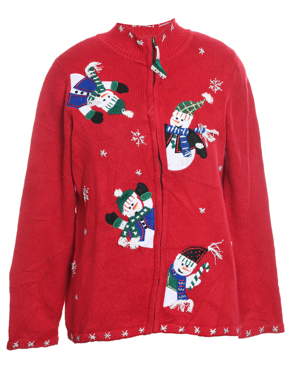 Snowman Christmas Cardigan - M