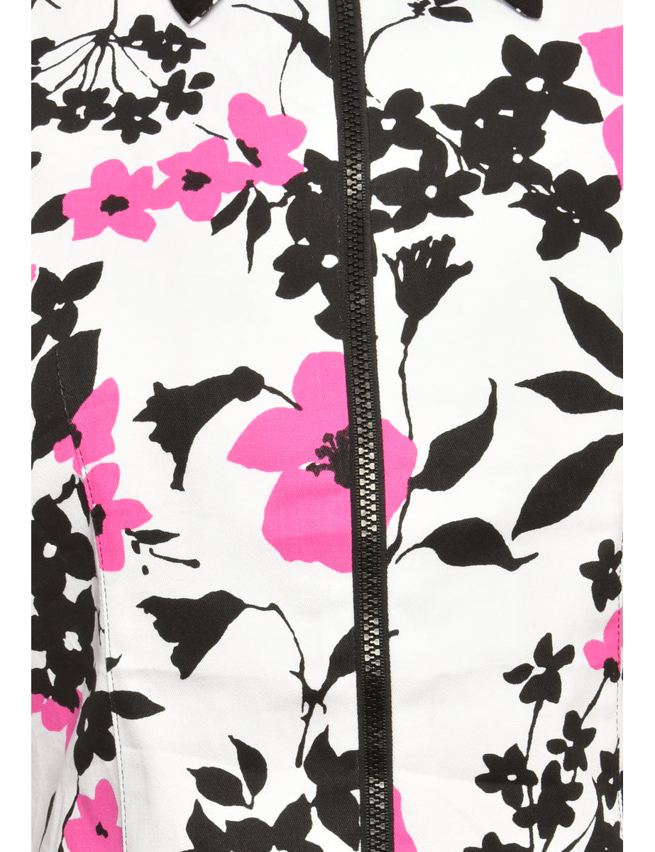 Floral-Pattern Purple & White Jacket - XL