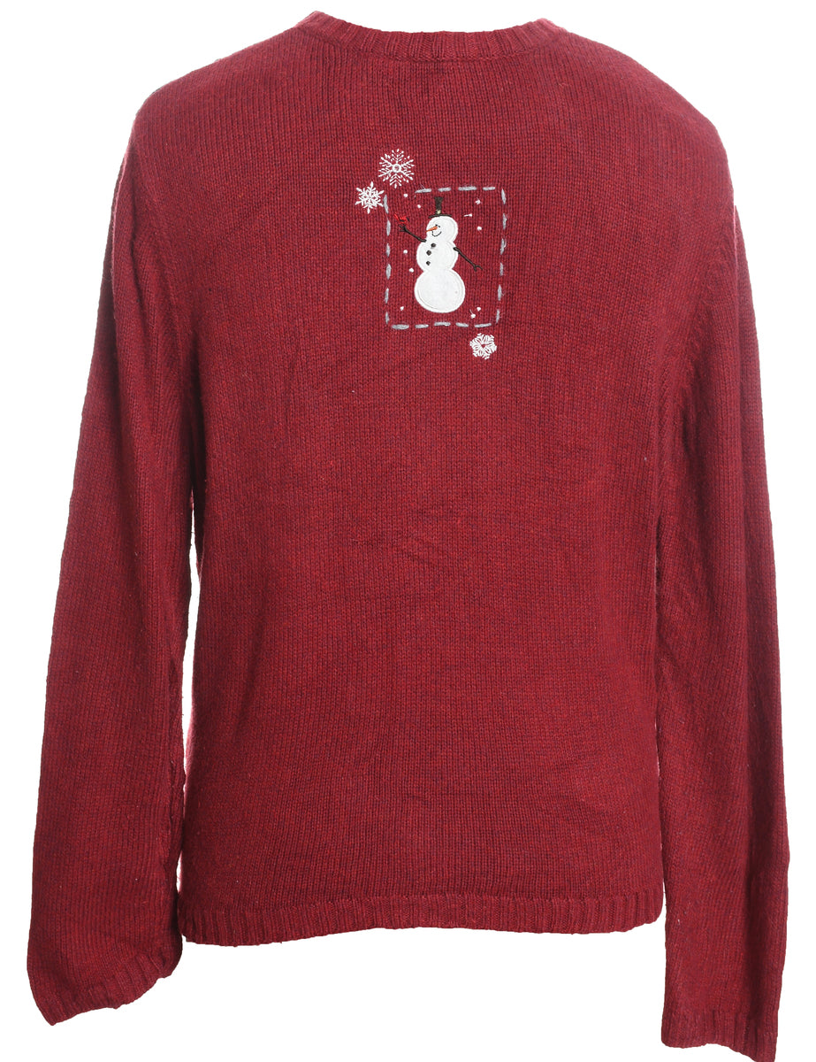 Snowman Christmas Cardigan - L