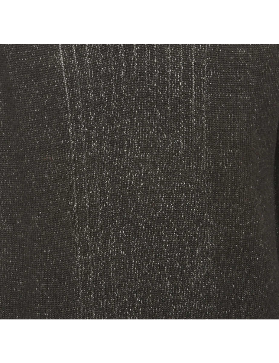 Quarter Zip Black Jumper - L