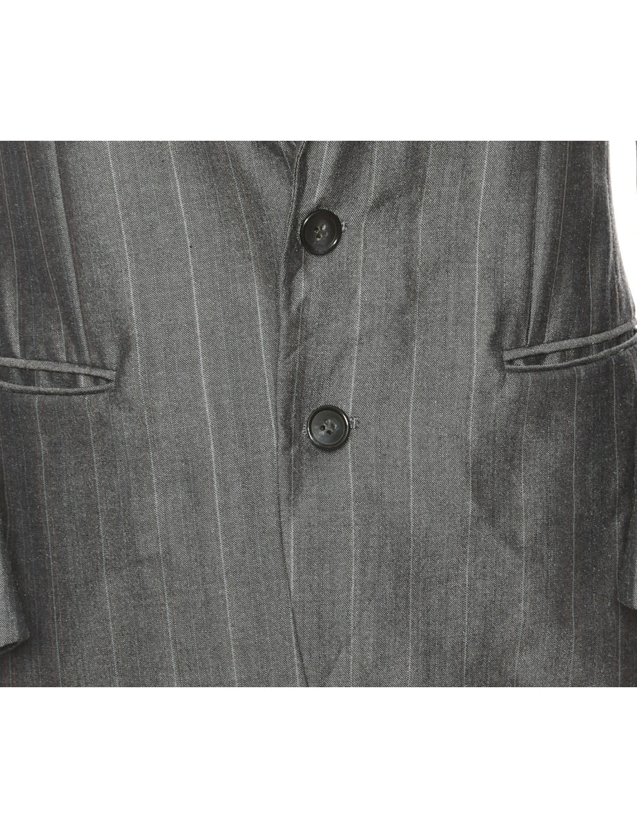 Striped Grey & White Blazer - M
