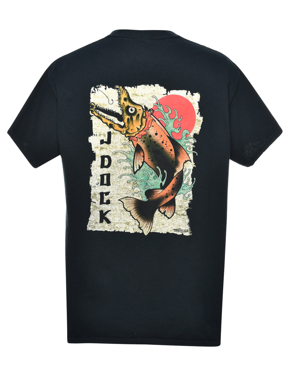 Black Printed T-shirt - M