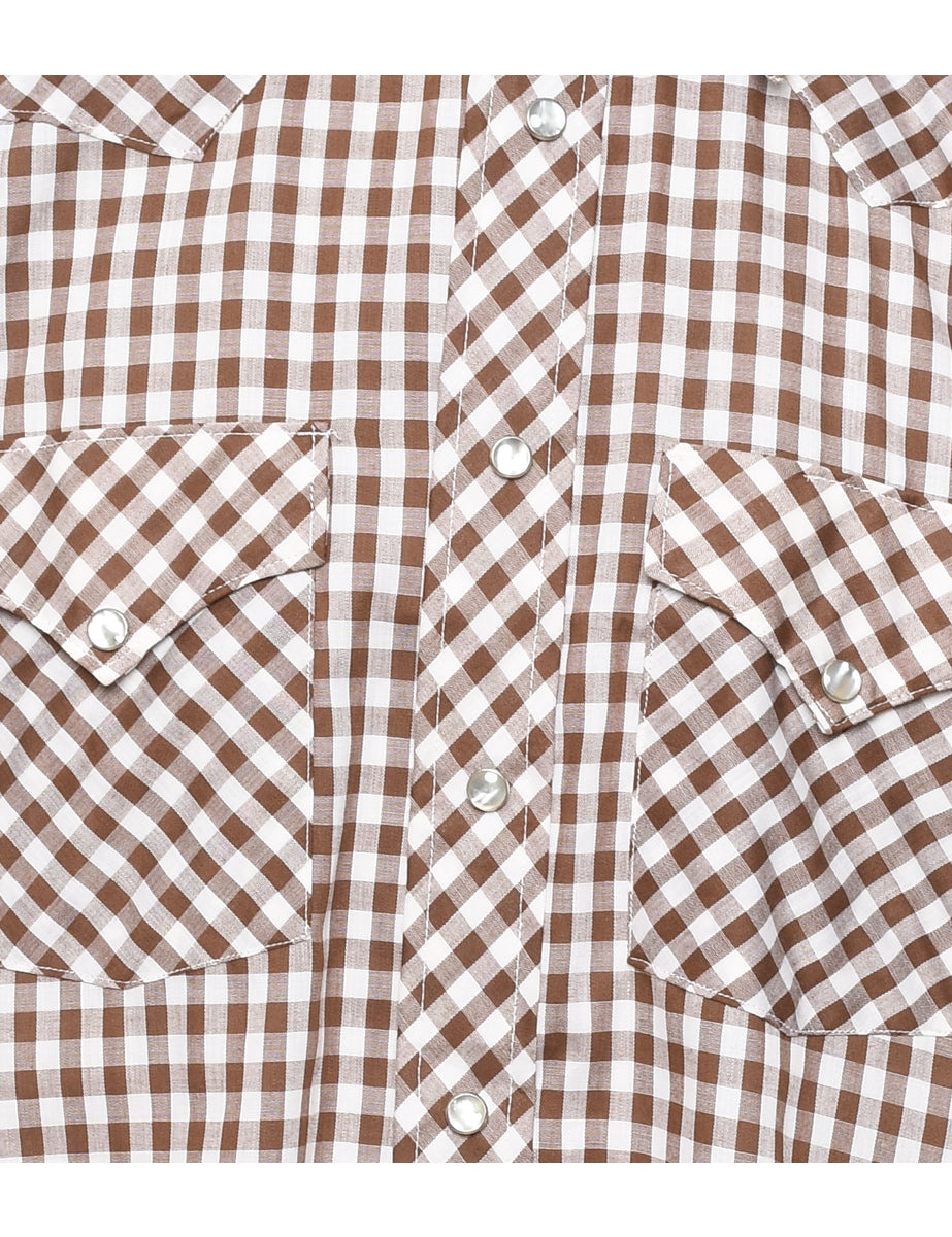 Brown Checked Shirt - M