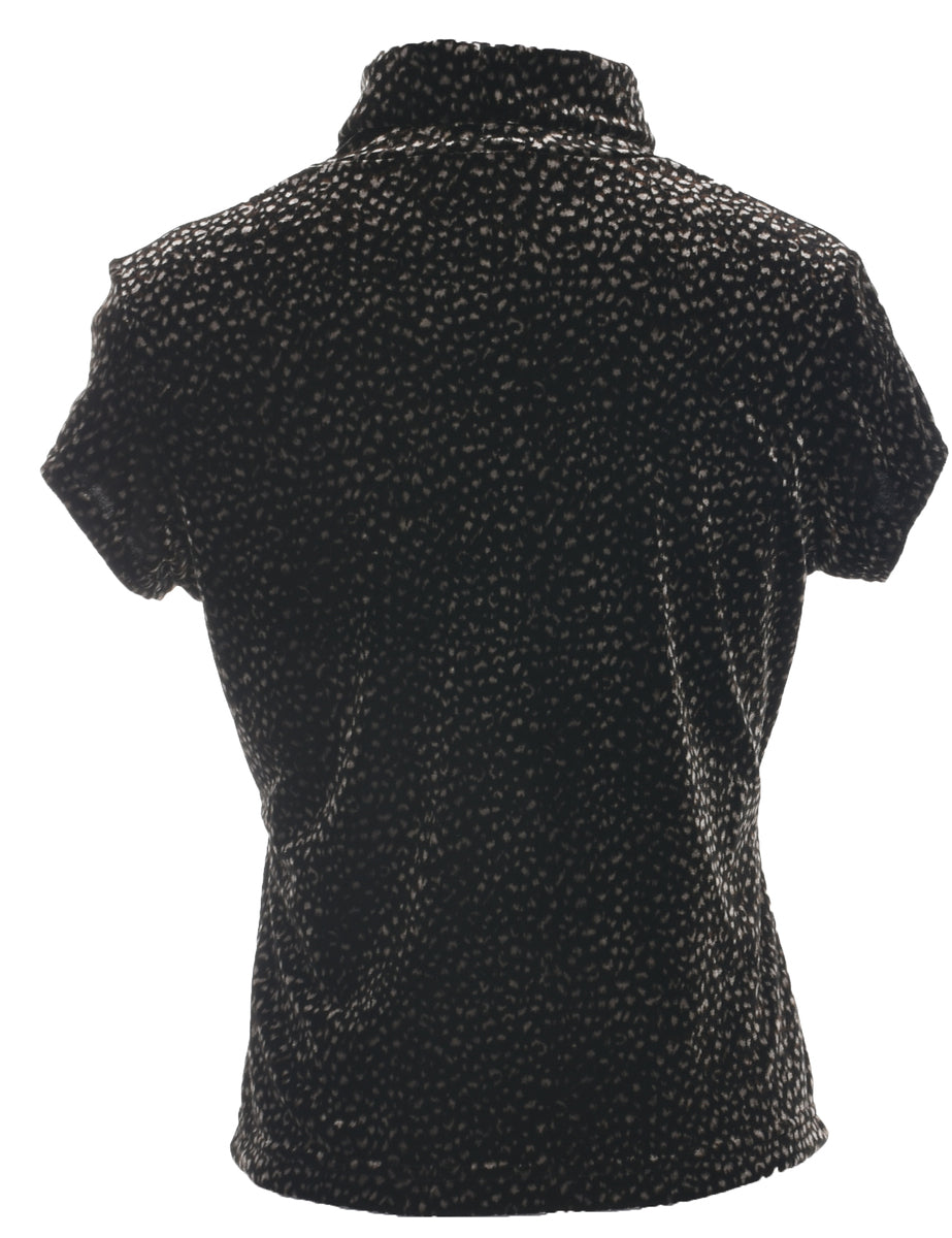 Black Velvet Fabric Evening Top - M