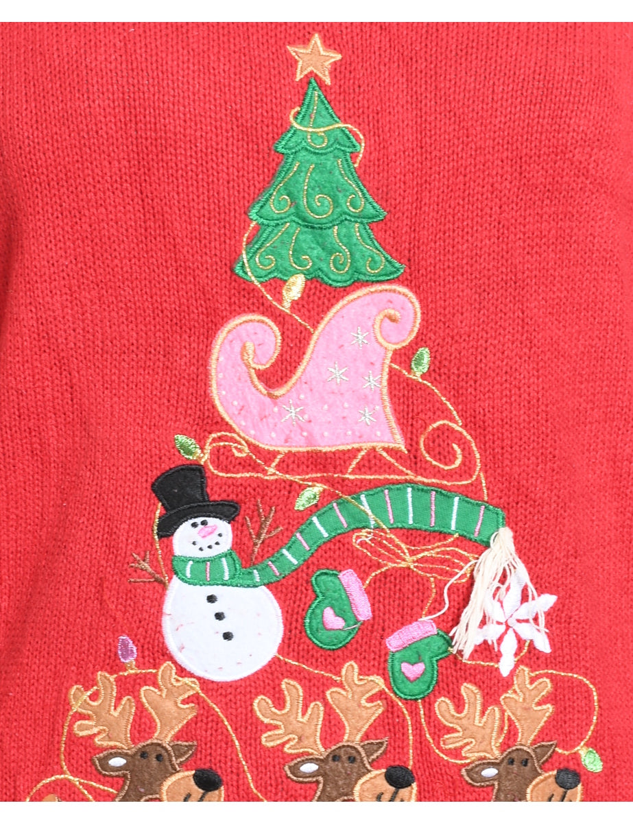 Festive Print Christmas Jumper - M