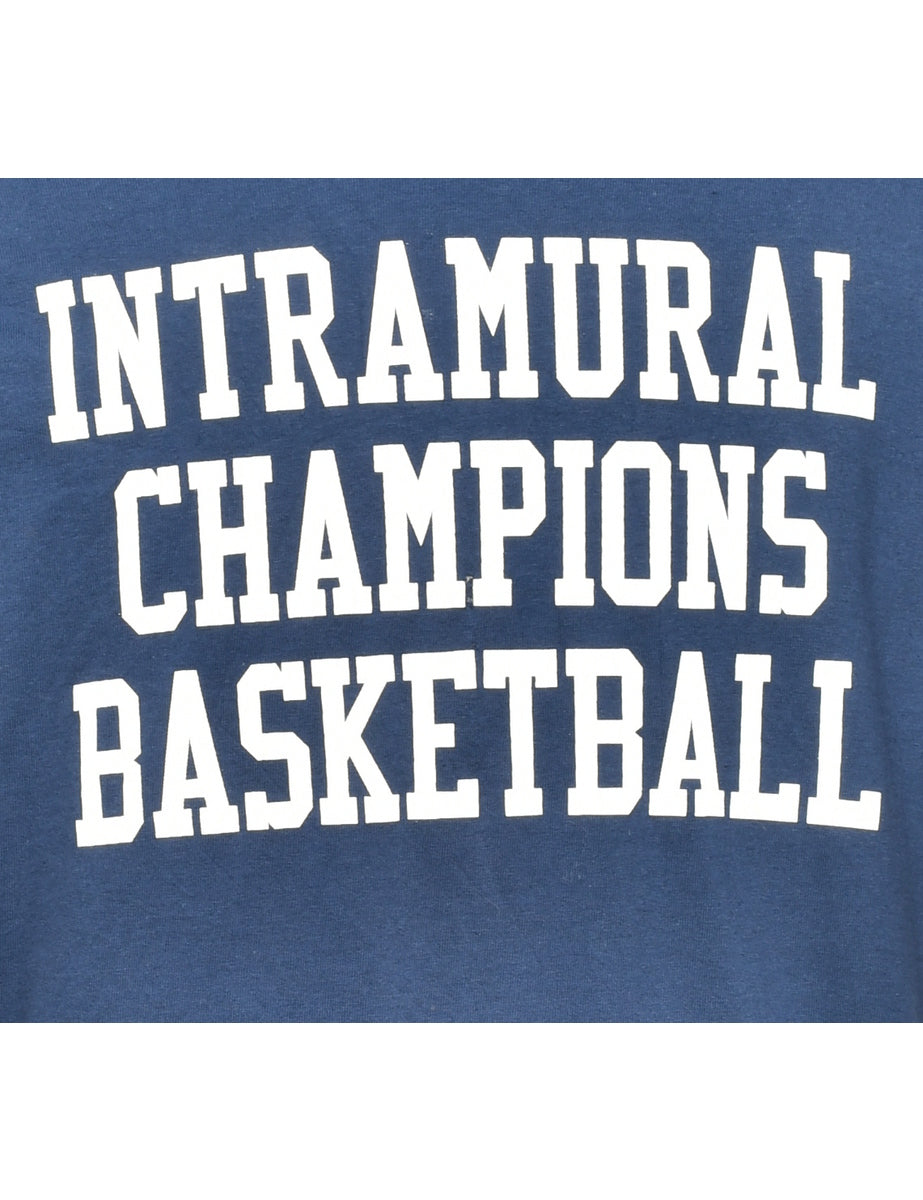 Basketball Intramural Champions Navy & White Printed T-shirt - L