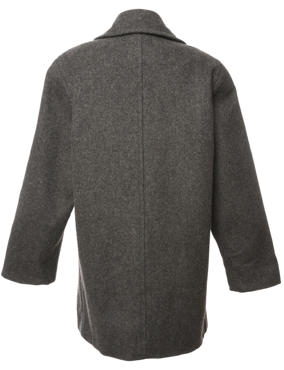 Double Breasted Dark Grey Peacoat - L